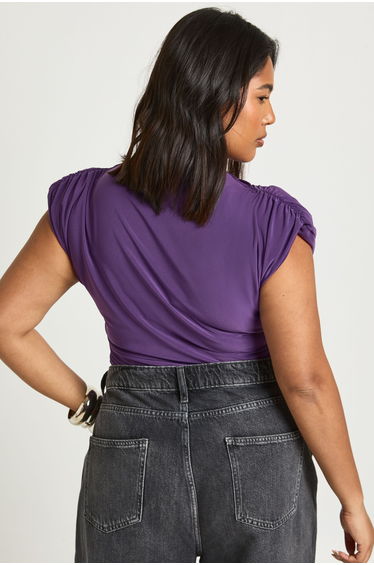 Plus Shoulder Pad Sleeveless Bodysuit - plum product thumbnail 2