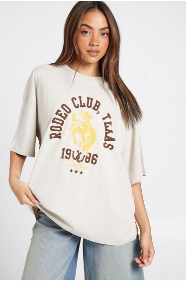Rodeo Club Texas Printed T-Shirt - stone