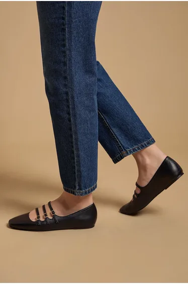 Madalena Faux Leather Multi MaryJane Ballet Pumps