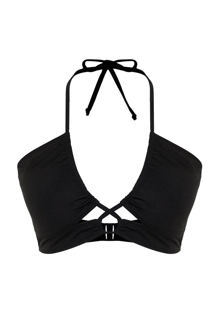 Black Tie Detailed Slimming Effect Bikini Top - 6