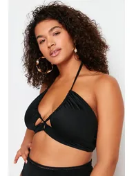 Black Tie Detailed Slimming Effect Bikini Top - 1