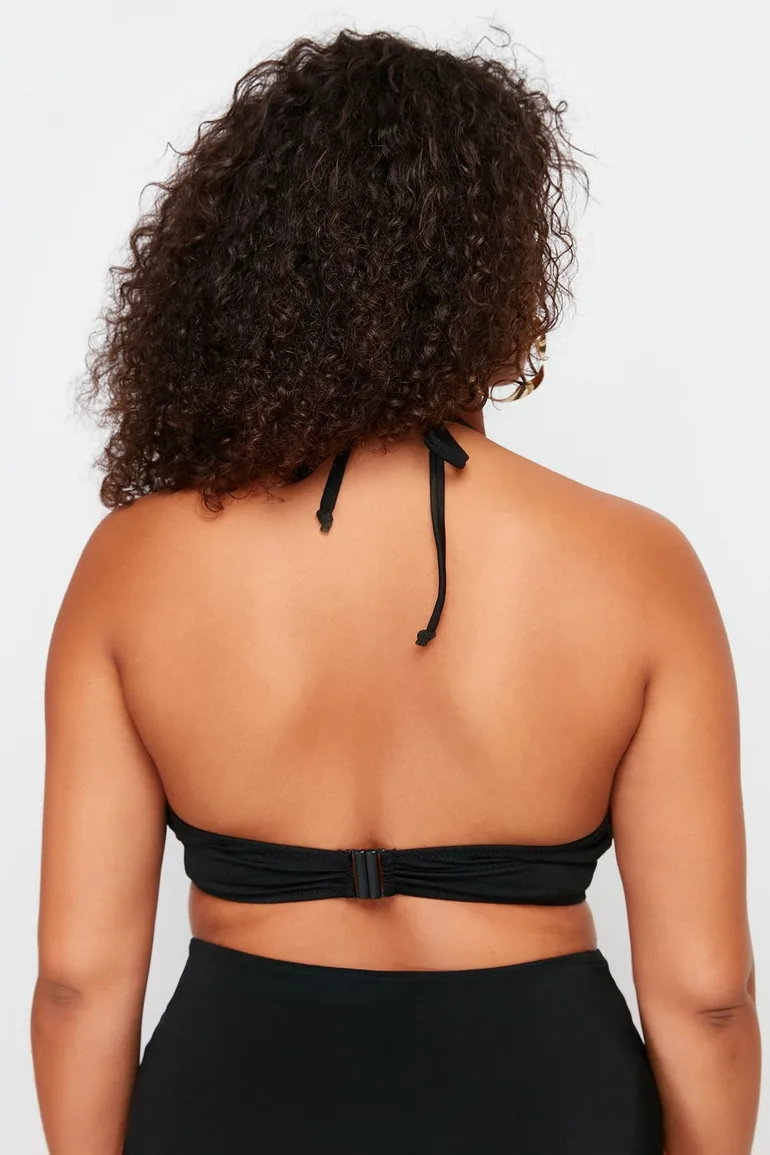 Black Tie Detailed Slimming Effect Bikini Top - 5