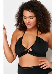 Black Tie Detailed Slimming Effect Bikini Top