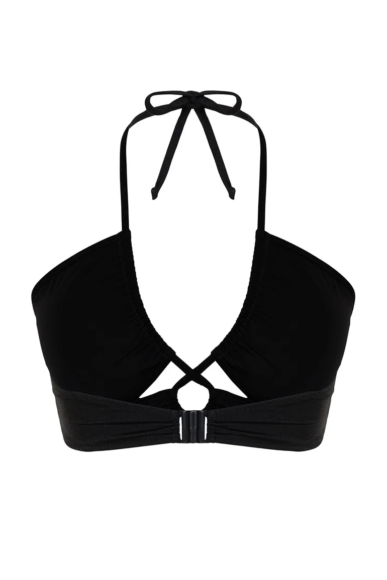 Black Tie Detailed Slimming Effect Bikini Top - 7