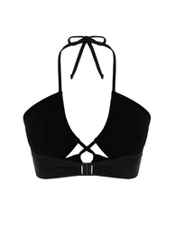 Black Tie Detailed Slimming Effect Bikini Top - 7