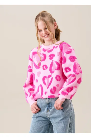 Reya Leopard Heart Eyelash Jumper