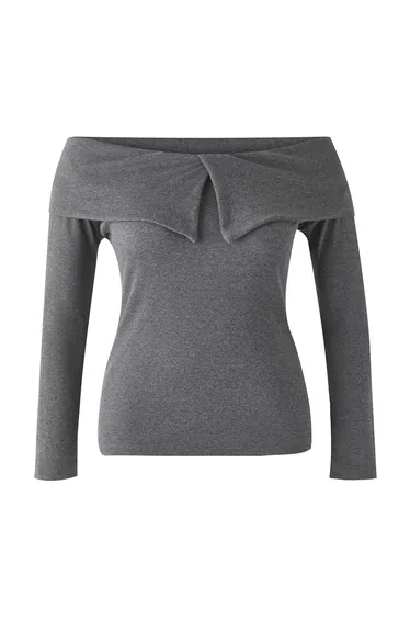 Gray Camisole Knitted Plus Size Blouse