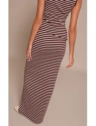 Chocolate Stripe Maxi Skirt - 2