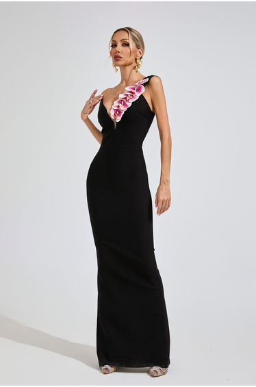 Isobel Black Shoulder Bandage Dress