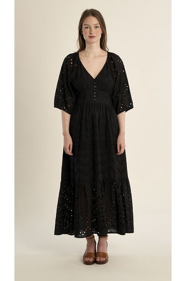 V-Neck Short Sleeve Maxi Dress
