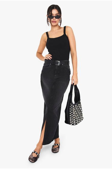 Tall Denim Midaxi Skirt - washed black