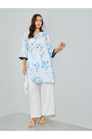 Floral Print A-Line Tunic and Trousers Co-Ords