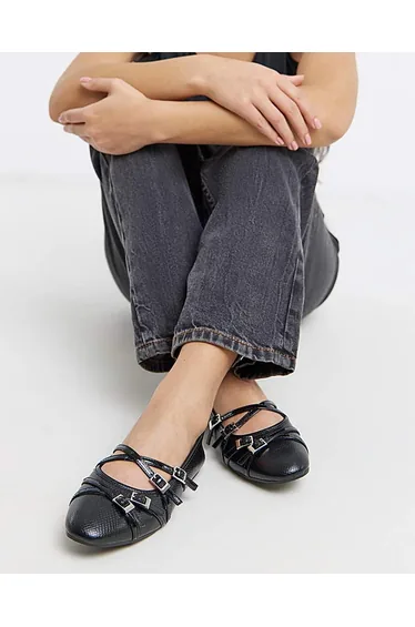 Multi Buckle Ballerinas Wide Fit