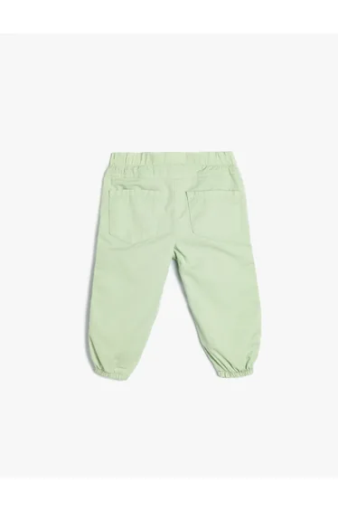 بنطلون قطن بخصر إيلاستيك بجيوب 