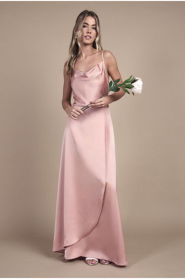 Teen Cowl Front Waterfall Skirt Bridesmaid Dress