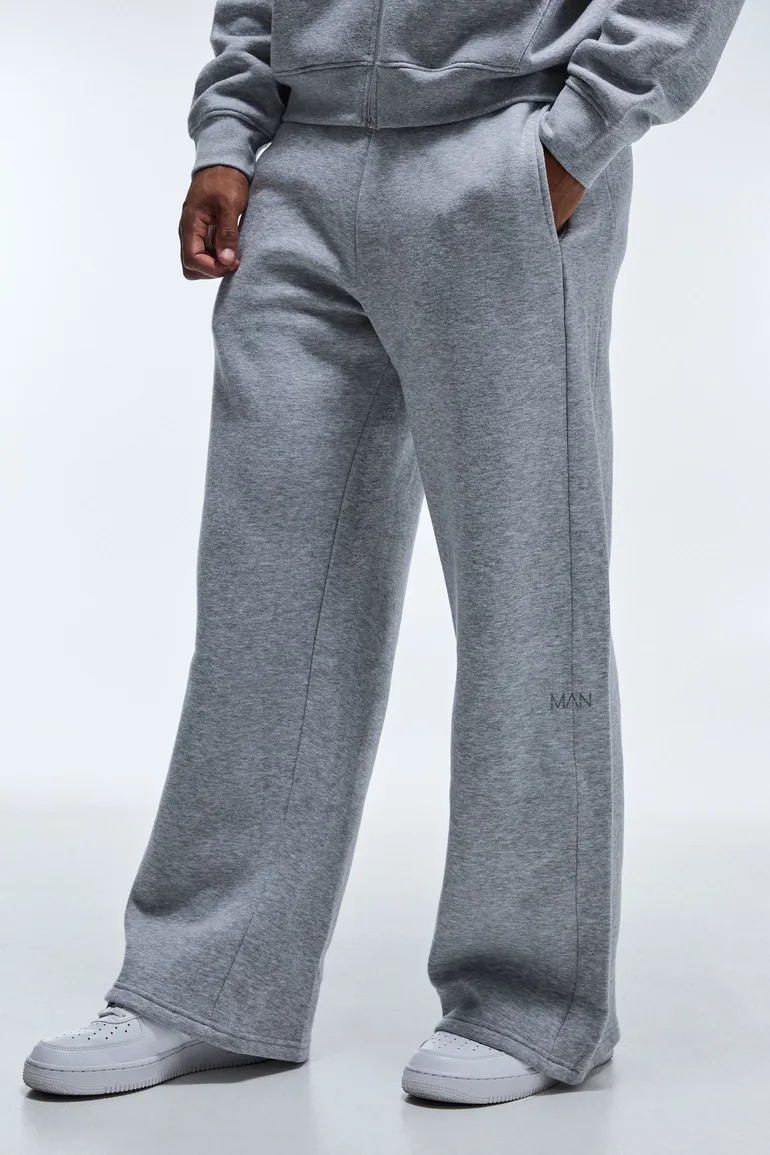 Man Active Wide Leg Side Panel Jogger - grey marl - 1