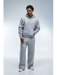 Man Active Wide Leg Side Panel Jogger - grey marl