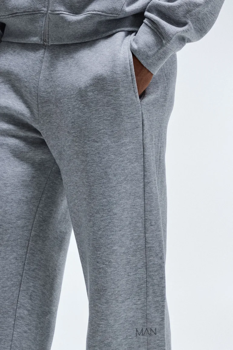Man Active Wide Leg Side Panel Jogger - grey marl - 3