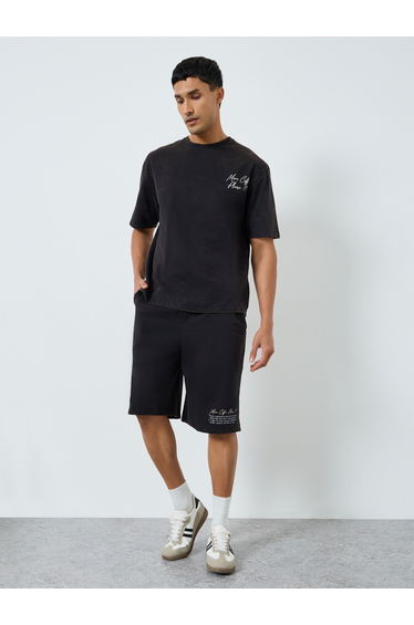 Men Oversized Acid Washed T-Shirt and Shorts Co-Ords
