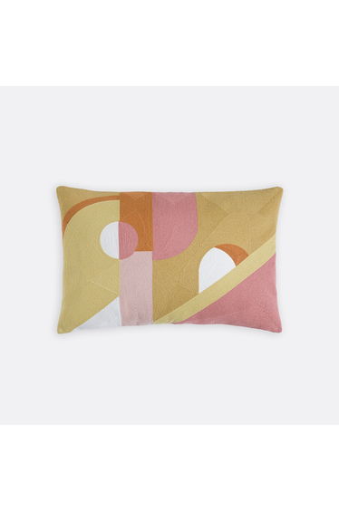 Dyonis Rectangular Cushion Cover in Embroidered Cotton with Geometric Print