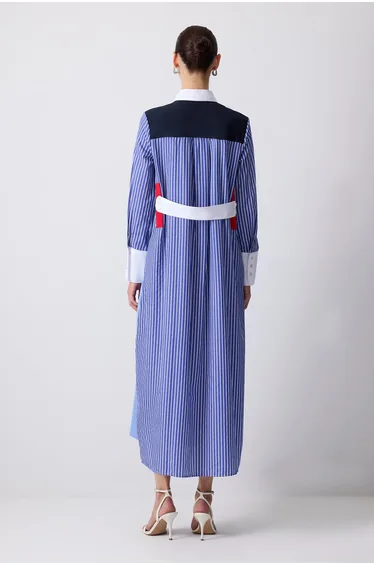 COLOR BLOCK SHIRT DRESS