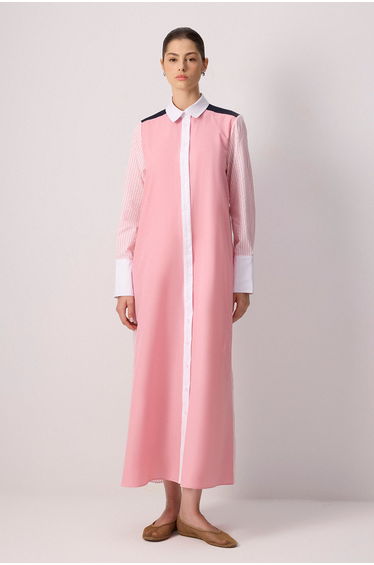 COLOR BLOCK SHIRT DRESS