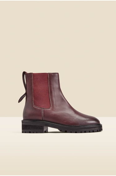 Burgundy Chunky Sole Leather Chelsea Boot