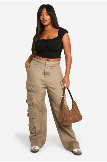 Plus Woven Stretch Ruched Cap Sleeve Corset Top