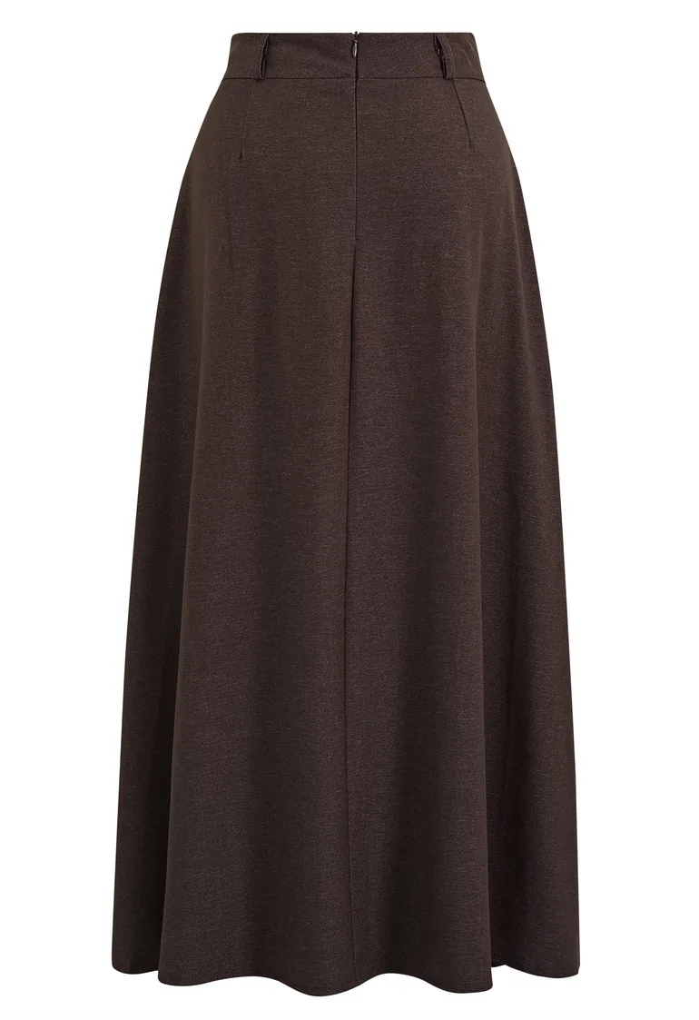 Minimalist Multi-Panel A-Line Maxi Skirt in Brown - 6