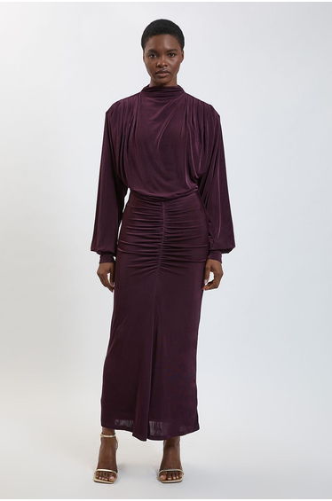 Petite Drapey Crepe Ruched Detail Maxi Dress