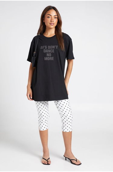 Puff Print Djs Dont Dance Oversized T-Shirt - black