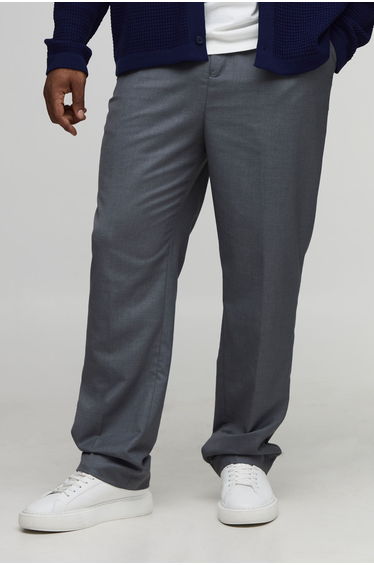 Plus Straight Fit Tailored Trousers - grey