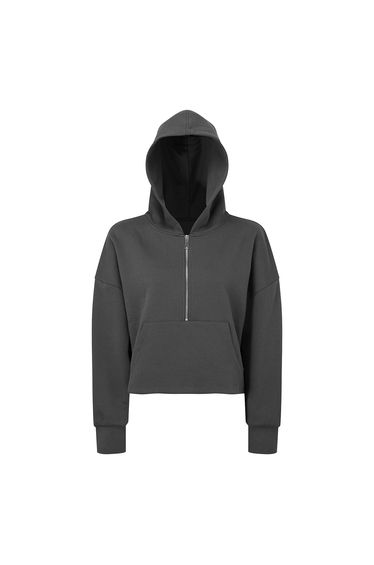 TriDri Womens/Ladies Half Zip Hoodie - Charcoal