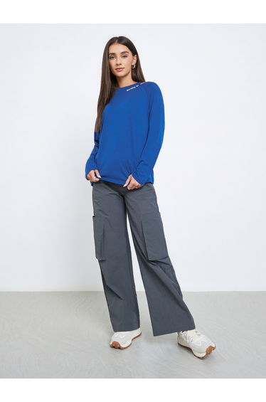 Blue Embroidered Crew Neck T-Shirt
