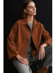 DILVIN Women's Suede Button Jacket - 1