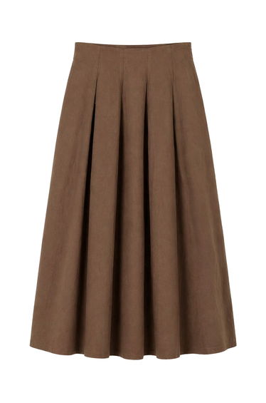 MIXRAY High Waist A-Line Midi Skirt