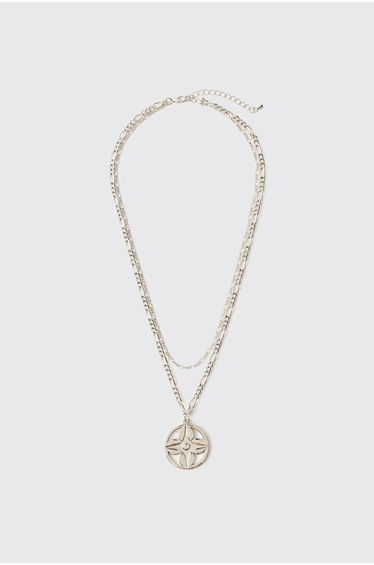 Pendant Charm Layered Necklace - silver
