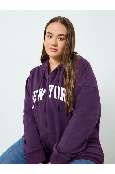 Plus Size Oversized Longline Zip-Up Hoodie