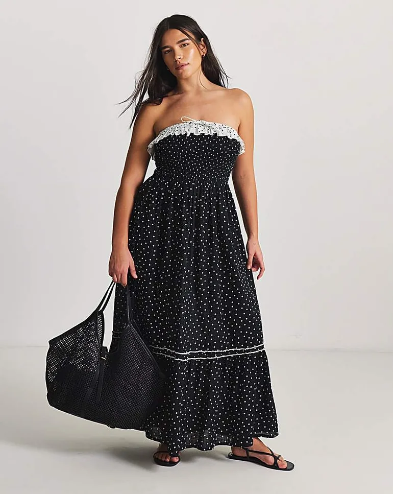 Spot Print Maxi Bandeau Beach Dress Simply Be : Dresses : VogaCloset Bahrain Spot Print Maxi Bandeau Beach Dress Simply Be : Dresses : VogaCloset Bahrain