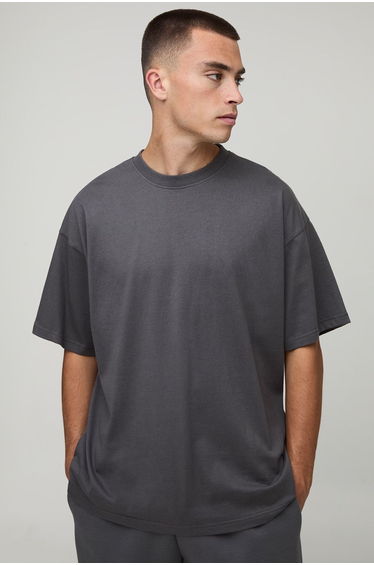 Basic Oversized Crew Neck T-shirt - charcoal