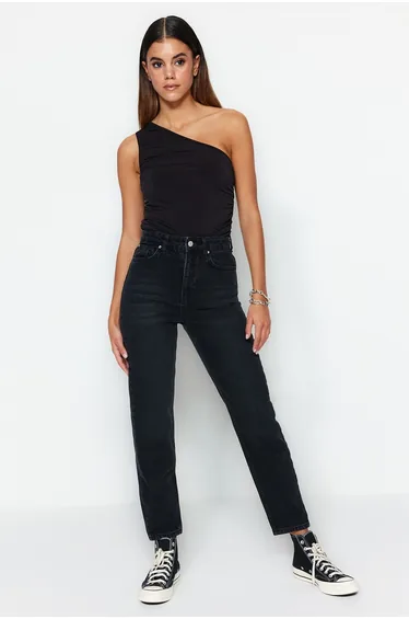 Jeans - Black - Mom