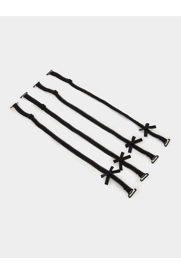 Set of 4 - Picot Elastic Bow Trim Bra Straps