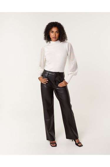 Semi-Sheer Mesh Panel Long Sleeve Jumper