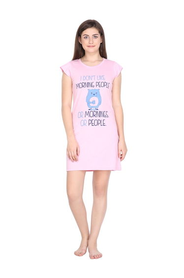 Women Pink Cotton Blend Sleepshirt