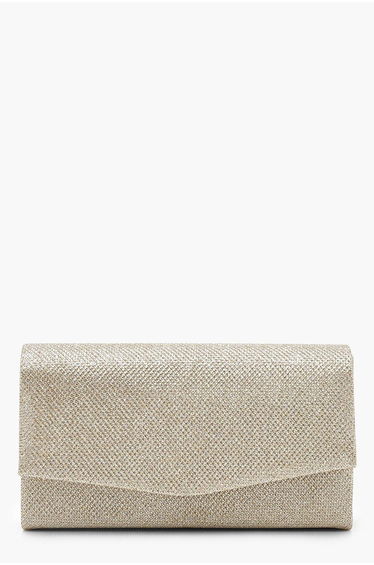 Glitter Envelope Clutch Bag and Chain - gold