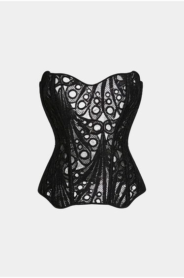 Floral Print Jacquard Patchwork Textured Tie Back Tube Top