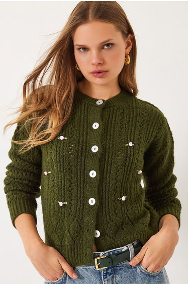 LUCCI Textured Knitwear Cardigan with Button Closure