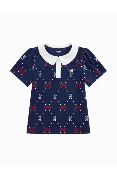 Girls' Short Sleeve Printed Polo T-Shirt