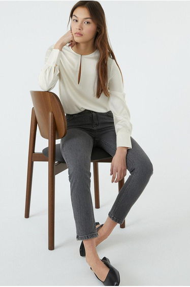 Satin Crew Neck Blouse