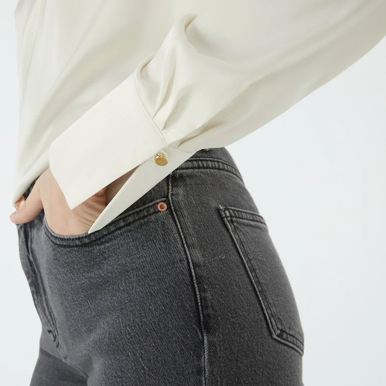 Satin Crew Neck Blouse - 2